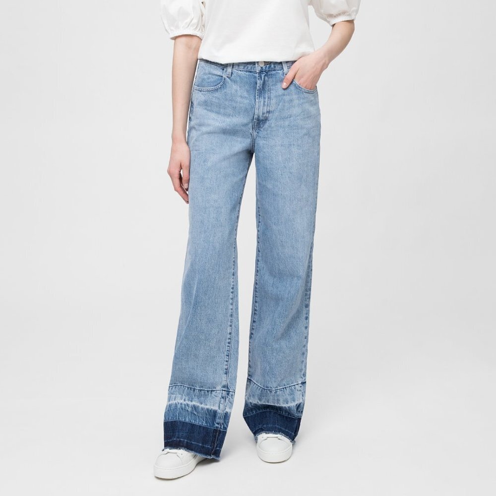 J Brand Joan Blissed Out Indigo Wide Straight Leg Boho Casual Chic Jeans P1226
